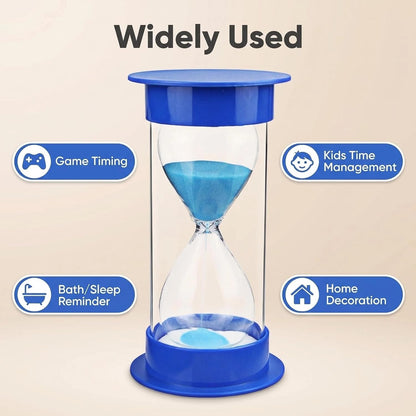 60 Minutes Hourglass Sand Timer, Dual Protection Hour Glass with Sand, Sand Timer for Kids Safety, Sand Clock Watch, Creative Gift, Living Room Office Decorative (Blue)