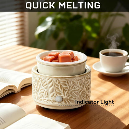 Wax Melt Warmer 3-in-1 Electric, Ceramic Wax Burner for Scented Wax & Essential Oil – Fast Heating, Flame-Free Aromatherapy for Home Office, White