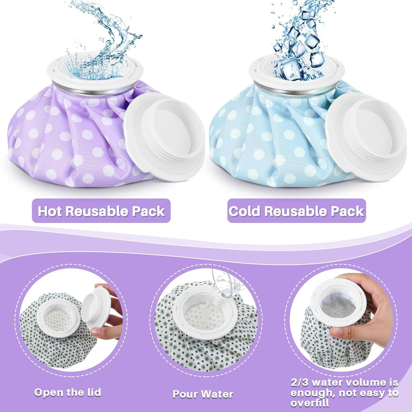 Honoson 4 Pack Reusable Ice Pack for Injuries, Ice Bags Hot Water Bag for Hot & Cold Pain Relief No-Leak Elastic Breathable for Muscle, Joint Pain Swelling, Sports & Home Use(Cute Fruit Style)