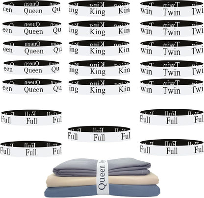 Bed Sheet Organizer Bands, Sheet Organizers and Storage Label Bands, Sheet Label for Bedding, Sheets Organizer for Closet,Sheet Keepers Linen Labels Bedding Bands (Queen)