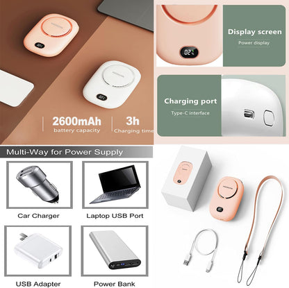 AOCOOLFAN Portable Neck Fan, Mini Small Personal Handheld Fan USB Rechargeable 3 Speed for Girls Boys Woman Eyelash Travel Home Office Outdoor (White)