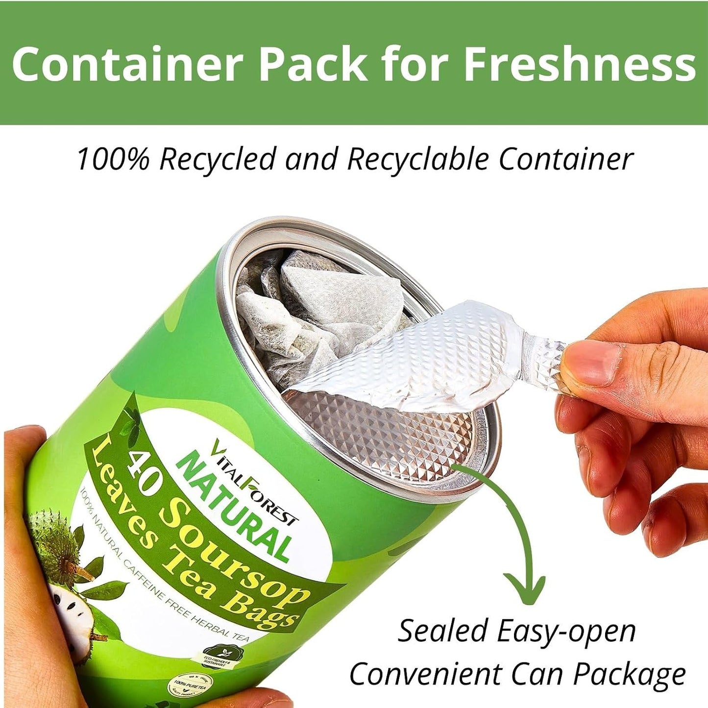 60 Lemon Balm Tea Bags - VitalForest Dried Lemon Balm Leaves Tea -1.5g/Bags, Calming Herb, Stress Relief & Sleep Support, Non-GMO, Caffeine-Free
