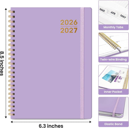 Planner 2026-2027 for Women & Men, Academic Monthly and Weekly Calendar Planner, Jul 2026 - Jun 2027, A5 (6.3" x 8.5"), Teacher Student Planning Book with Tabs, Ideal for Office School Supplies - Pink