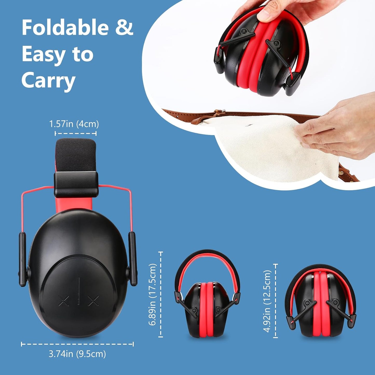 ProCase Kids Noise Cancelling Headphones, Kids Ear Protection Monster Jam Truck, Fireworks Hearing Protection Noise Reduction, Noise Canceling Earmuffs for Sensory Autism Toddler Children -Red