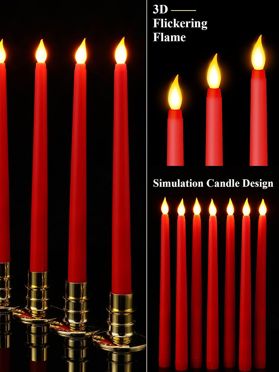 Treela 24 Pcs Flameless Taper Candles Battery Operated Bulk Fake Candles Light LED Candle Sticks Flickering Tapered for Easter Wedding Anniversary Decoration(Basic,11 Inch,Ivory)