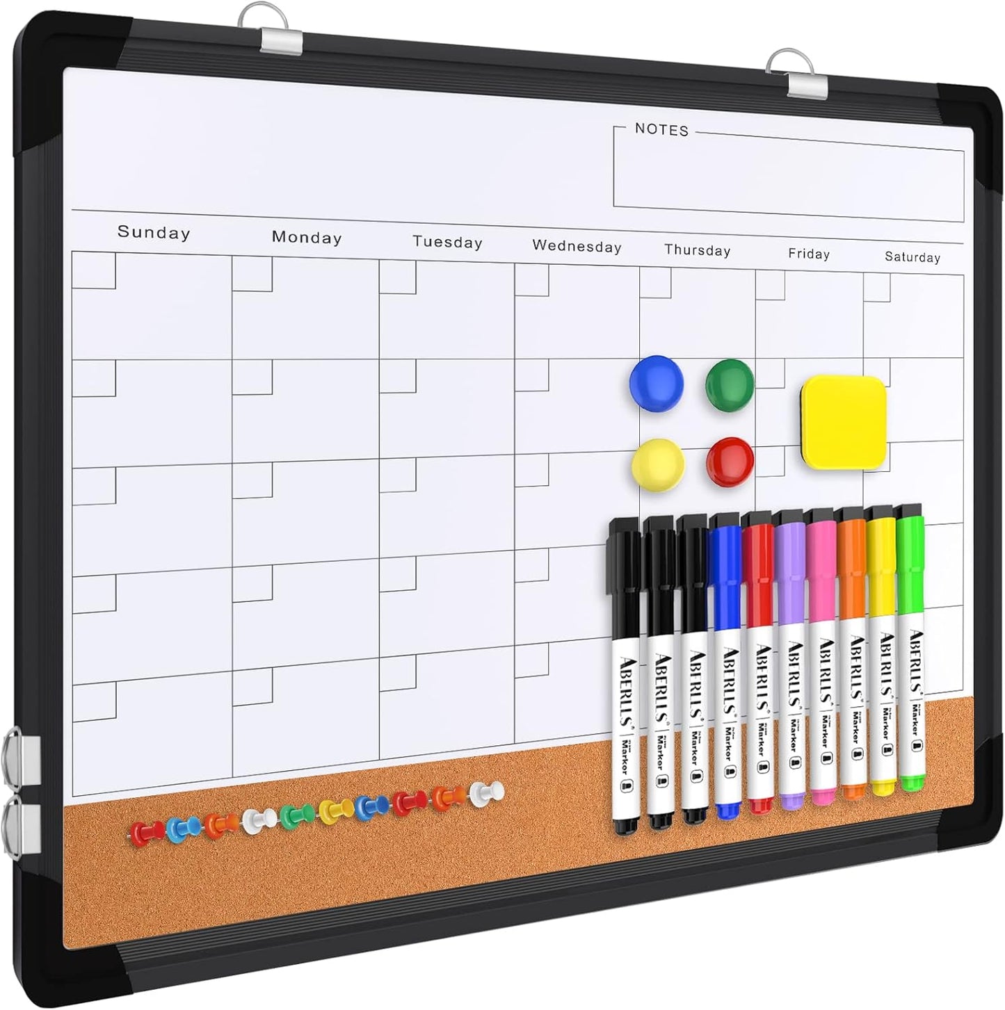 Weekly Calendar Whiteboard for Wall, 16x12 Inches Dry Erase Board, Small Magnetic White Board, Double-Sided Hanging Board for Office School Home Kitchen, Portable Board for Drawing Planning To Do List
