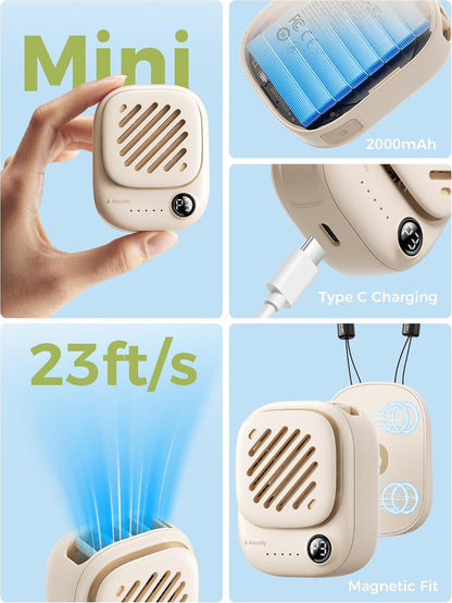 Aecooly Magnetic Clip On Fan, Mini Portable Neck Fan, Mighty Waist Fan