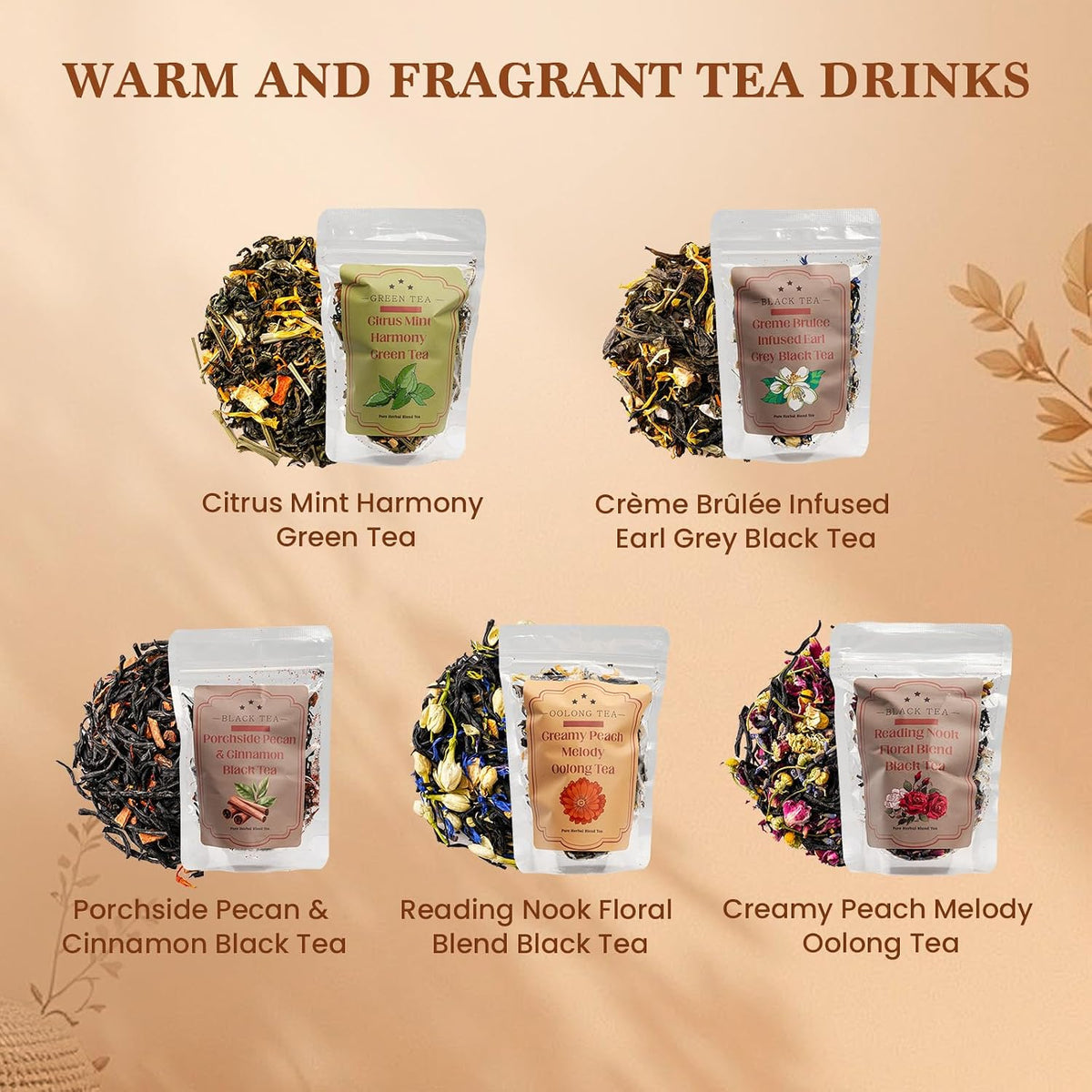 Loose Leaf Tea Sampler, 5 Natural Assorted Tea Gift Set For Tea Lovers
