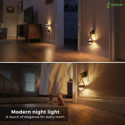 L LOHAS LED Night Lights Plug into wall, Amber Night Light with Adjustable Brightness, Plug in NightLight with Auto Light Sensor, Wall Sconce-Style Design Night Light for Bathroom,Hallway, 2 Pack