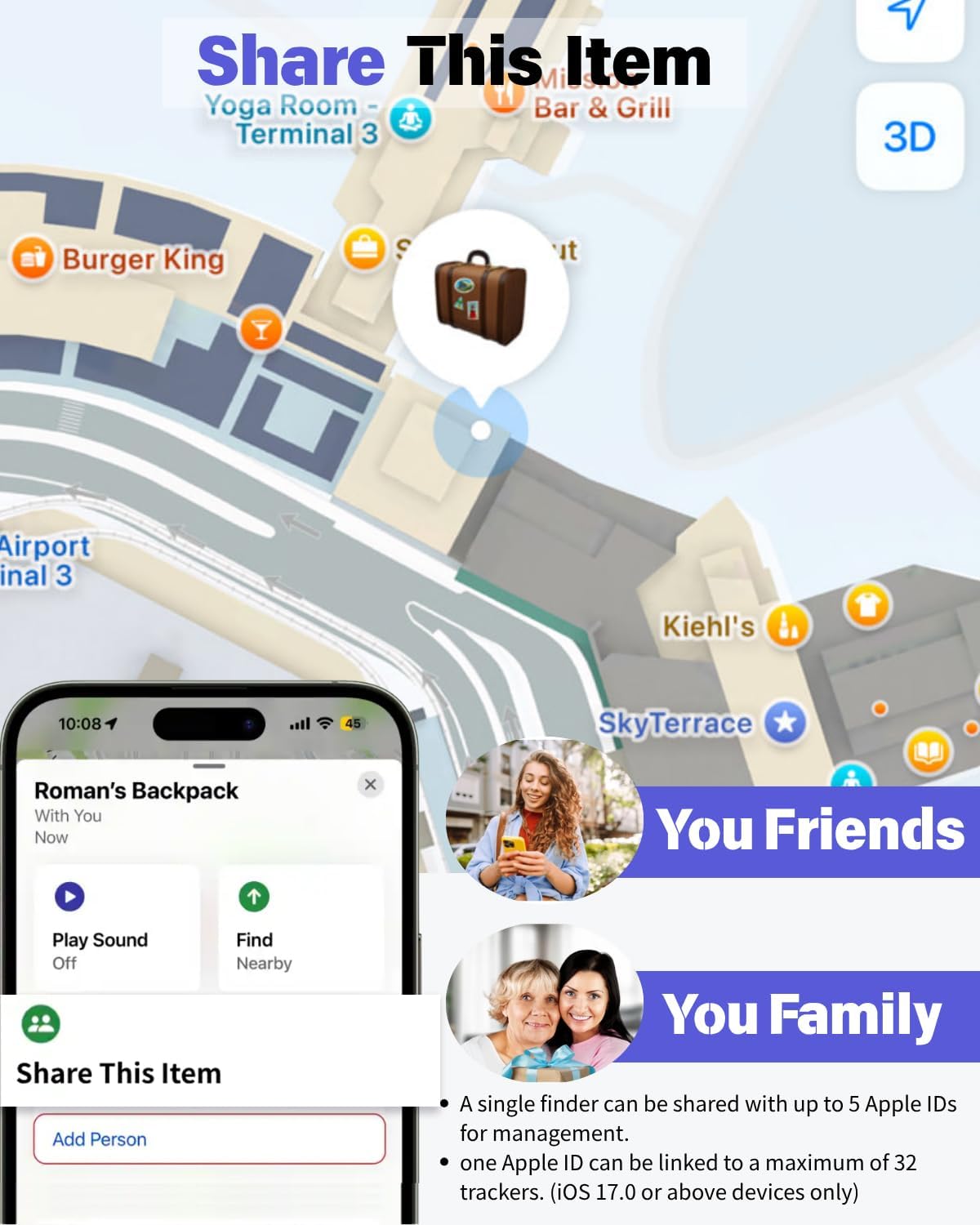 Apple MFI Tracking Card Rechargeable, Tracker for Find My(iOS Only)