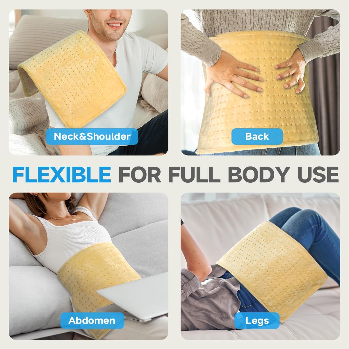 GOTCOZY Heating Pad 12"x24" for Back Pain Relief & Cramps(Rose)