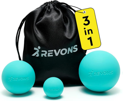 3 in 1 Massage Ball Set – 2.5", 1.9" & 1.2" Firm Silicone Balls for Myofascial Release, Trigger Point Therapy, Back & Foot Pain Relief, Face Fitness, Yoga, Deep Tissue Recovery (Turquoise)
