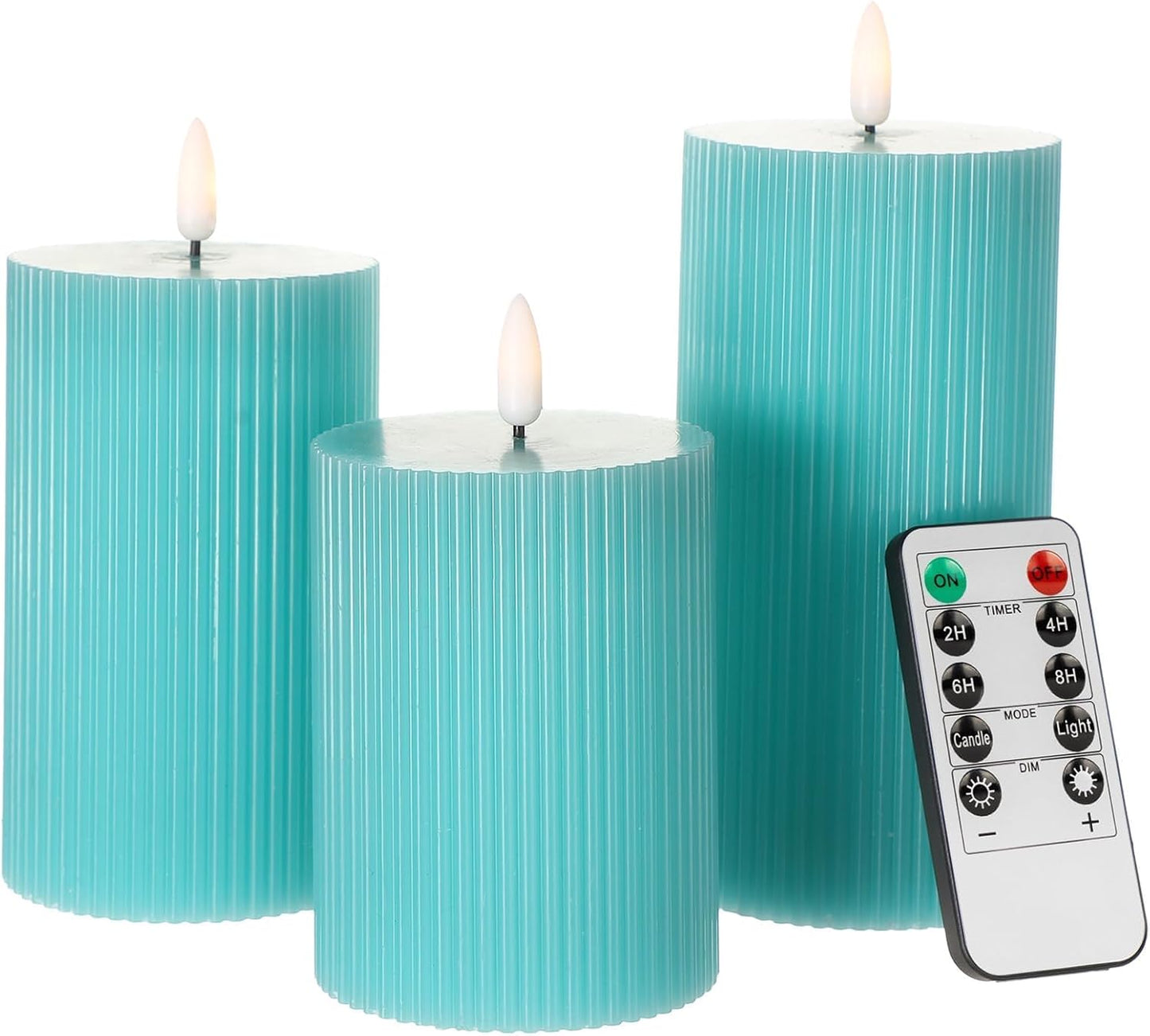 ANGELLOONG Flickering Flameless Candles, Realistic Battery Operated Candles with Remote and Timer, Set of 3 LED Candles for Fall Room Home Wedding Decor Centerpieces Table Party Christmas Decorations