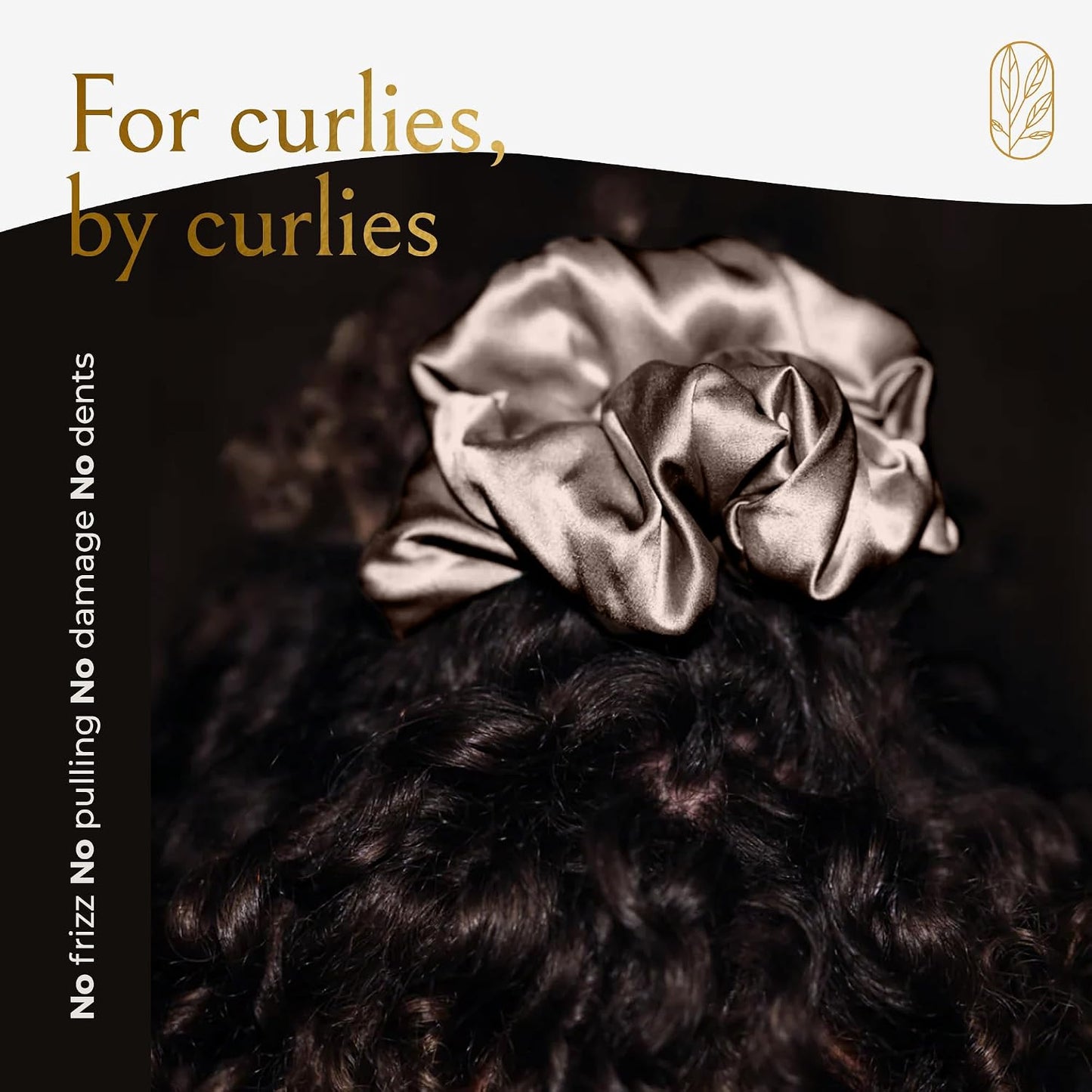 Silk Scrunchies for Women Ponytail Holders – Oversized Mulberry Silk Scrunchies – Extra Large No Damage Hair Ties for Curly, Thick, and Thin - Hair Accessories for Women – Black, XL By Curlfriend