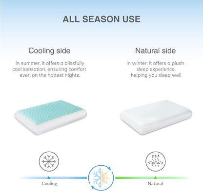 EGOHOME Cooling Gel Memory Foam Pillow - Reversible Cooling Cover, Neck Support for Side, Back and Stomach Sleepers, Removable & Machine Washable, All-Season Comfort, Standard Size, Purple