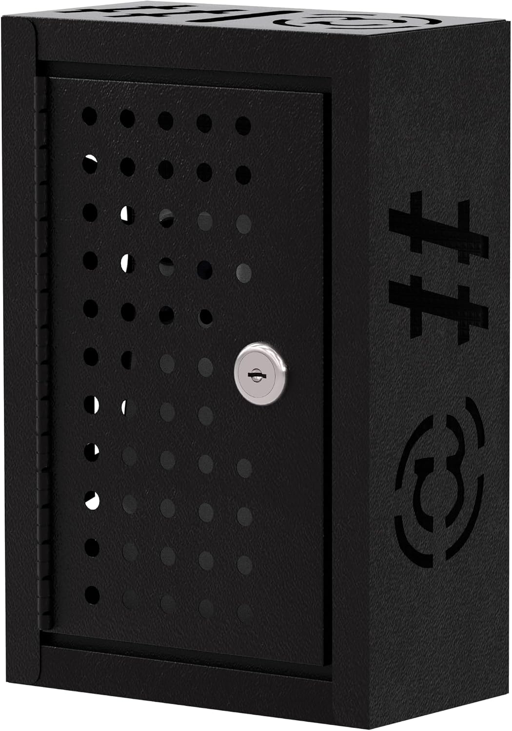 OSKIE Lockable Phone Downtime Box with Key, Metal Smartphone Storage Locker, Secure Phone Holder with Ventilation, Wall Mount or Desktop Organizer for Home, Office, Classroom (Gray White)