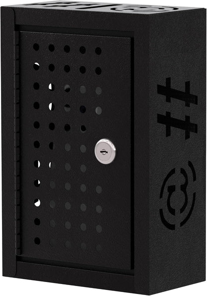 OSKIE Lockable Phone Downtime Box with Key, Metal Smartphone Storage Locker, Secure Phone Holder with Ventilation, Wall Mount or Desktop Organizer for Home, Office, Classroom (Gray White)