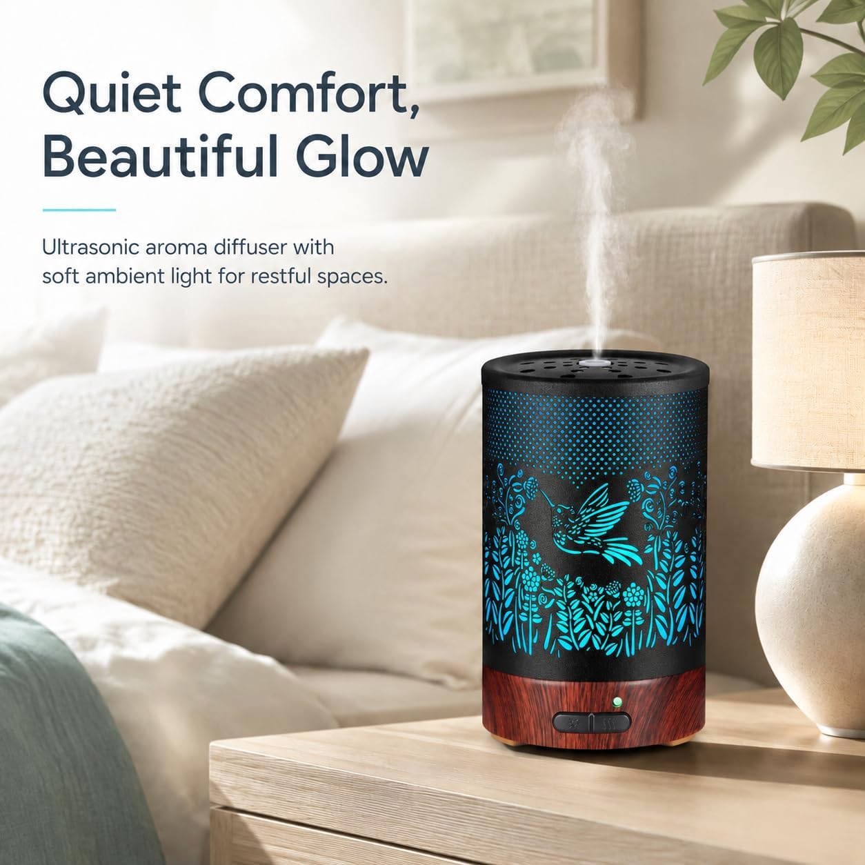 Essential Oil Diffuser, Ultrasonic Diffuser for Essential Oil, Cool Mist Humidifier Aromatherapy Diffuser with 7 Color Lighting Changing Modes, Waterless Auto Shut-Off for Home（Flower Fairy）