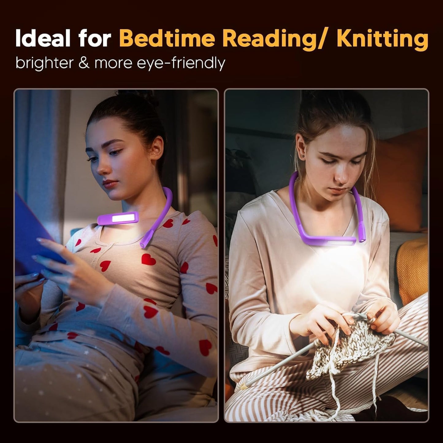 Reading Light, Rechargeable Neck Light, Stepless Dimming Book Light