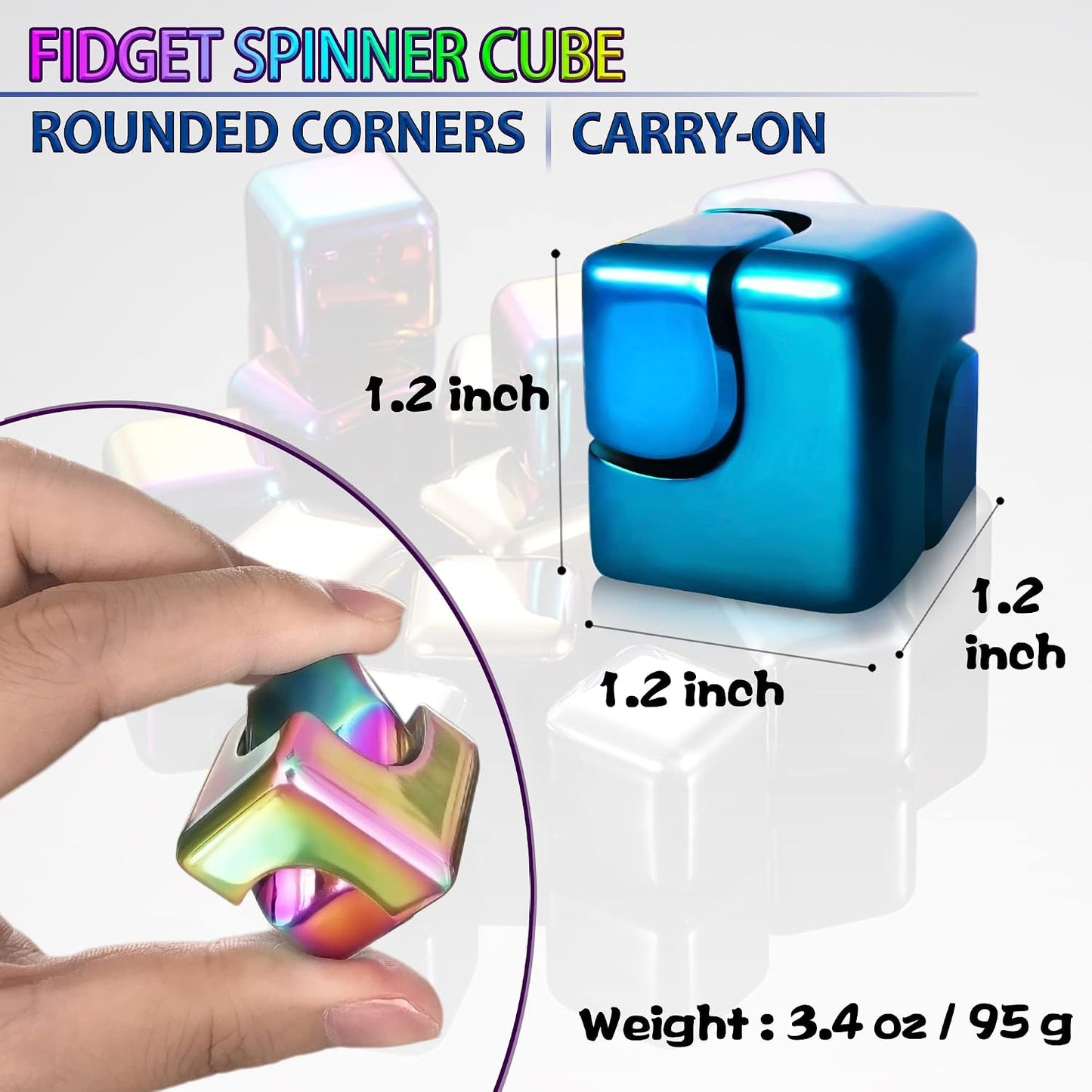 Fidget Spinner Toys Cube Adults Metal Fidgets Cool Stuff Desk Gadgets Office Toy for Teen Boy Small Anxiety Figette Sensory Toy ADHD Tool Fingears Figet Stress Gifts Easter Basket Stuffers Teen Boys