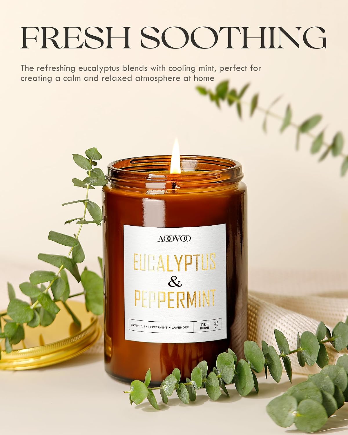 AOOVOO Coconut Vanilla Candles - 9 oz Scented Candles, Aromatherapy Candle, Soy Candle for Home Scented