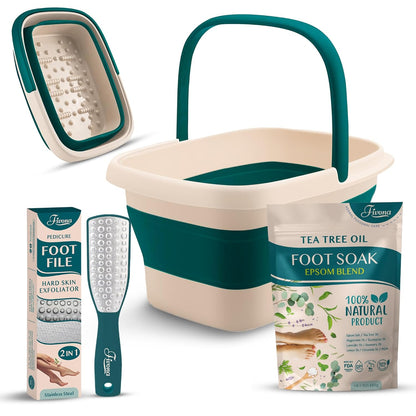 Fivona Tea Tree Foot Soak Blend 14.1 oz - Epsom Salt with Essential Oils for Healthy Toenails, Soothing Relief, Callus Softening - Pedicure Therapy for Soft, Rejuvenated Feet