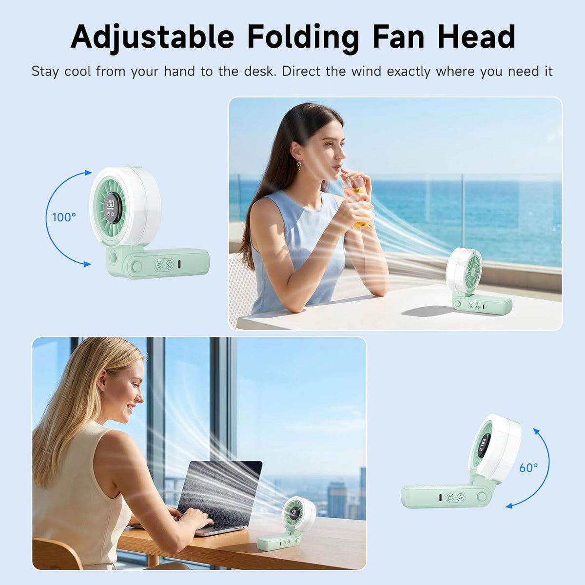 HandFan 4000mAh Handheld Turbo Misting Fan, 100 levels Adjustable High Speed Mister Fan, Portable Spray Water Mist Fans, Foldable Mini Hand Fans for Summer Beach Travel Concerts Disney(Royal Blue)