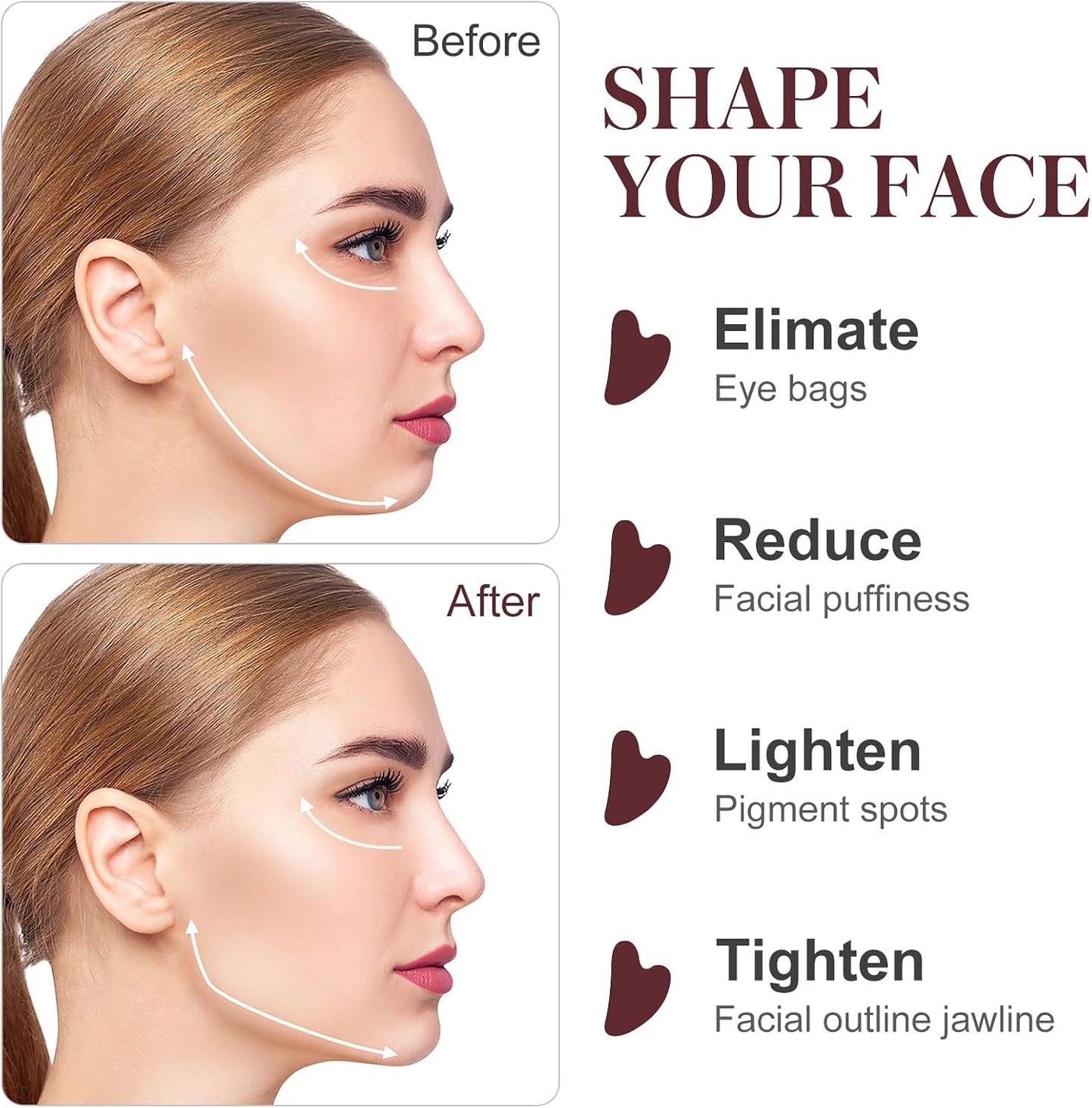 Gua Sha Facial Tools Guasha Tool Gua Sha Jade Stone Manual Massage Sticks for Jawline Sculpting and Puffiness Reducing for Face Body Tensions Reduce Festive Gifts