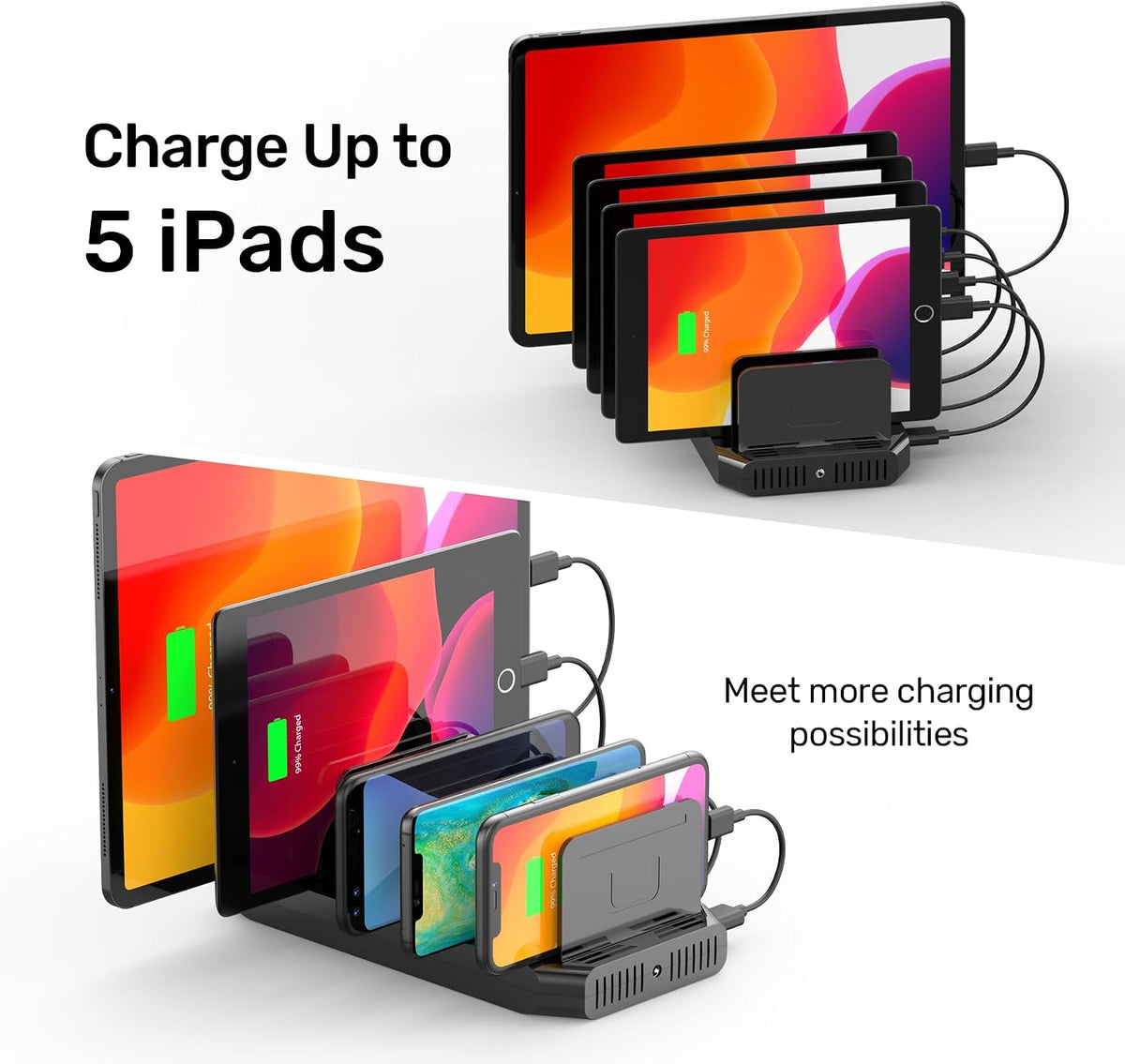 Unitek 10 USB Charging Station Multiple Devices for iPad Tablet iPhone Mic