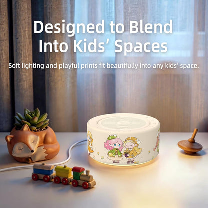 Kipcush White Noise Machine for Baby & Adults, 30 Soothing Sounds, Soft Non-Glare Nursery Lamp, 8 Color Night Lights, Memory Function (Angel V1 White, Standard)