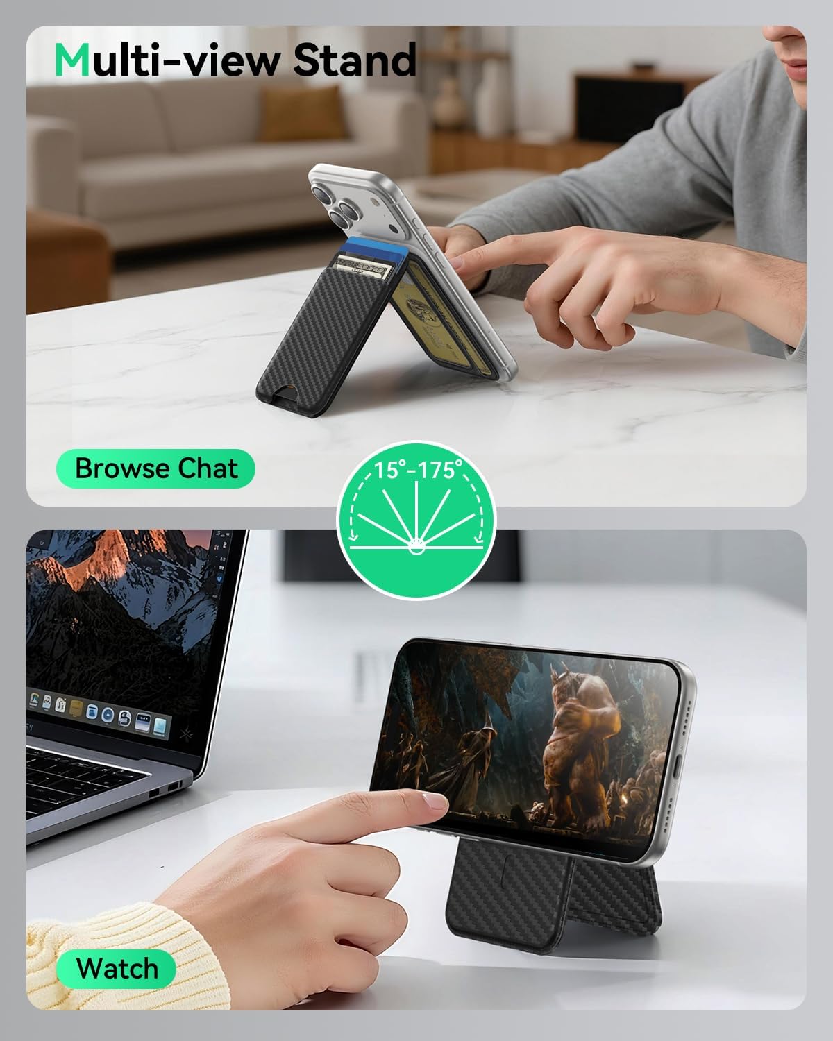 TWZKG for MagSafe Wallet, Works with Apple Find My,5 Card Holder with Stand