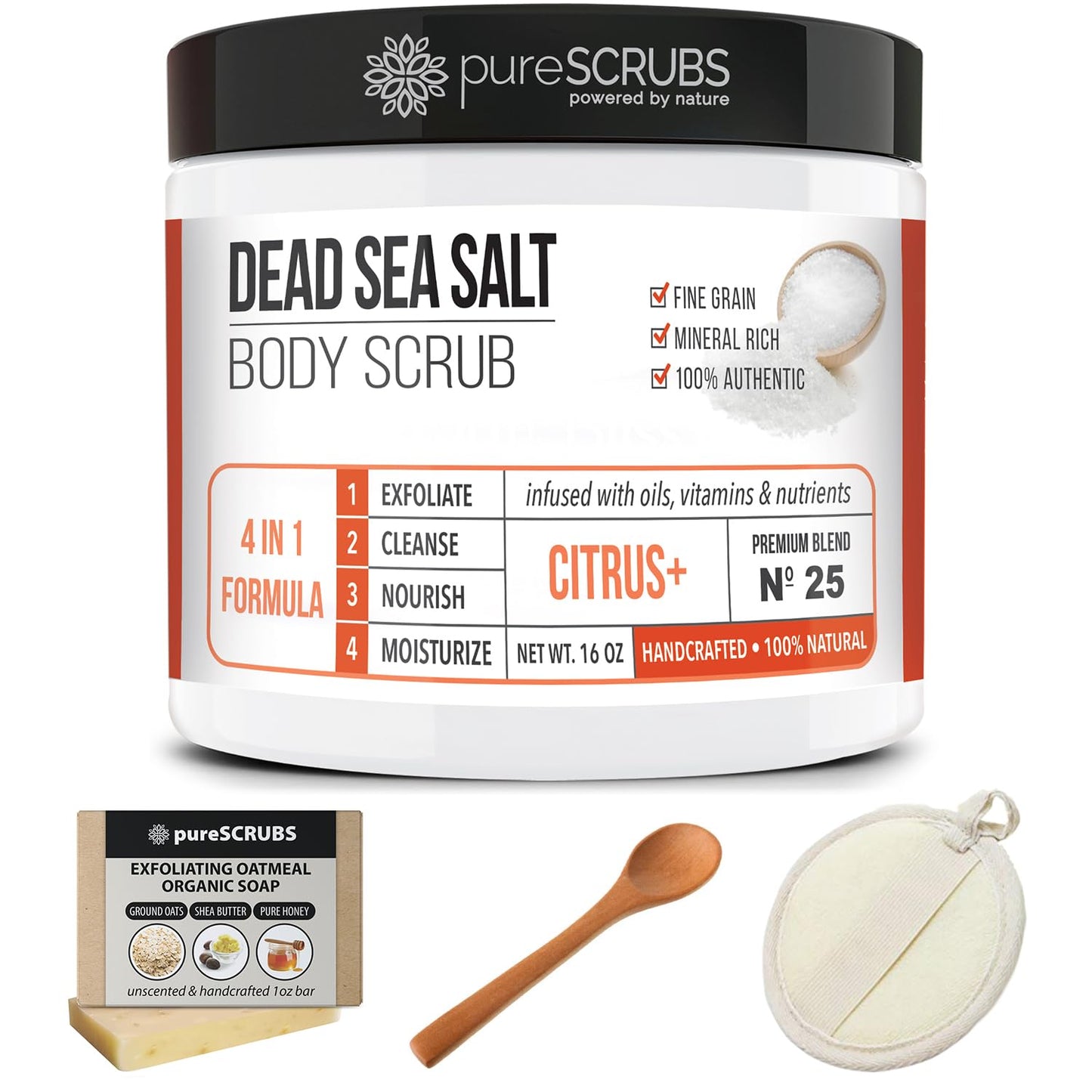 pureSCRUBS Premium Cucumber Body Scrub Set, Exfoliating Dead Sea Salt Scrub