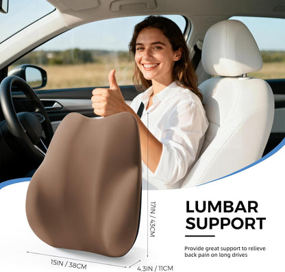BEBAS Lumbar Support Pillow for Car, Memory Foam Back Cushion for Driving, Ergonomic Lumbar Pillow for Pain Relief, Comfort Lower Back Support for Office Chairs, Car Seat, Wheelchair -Black