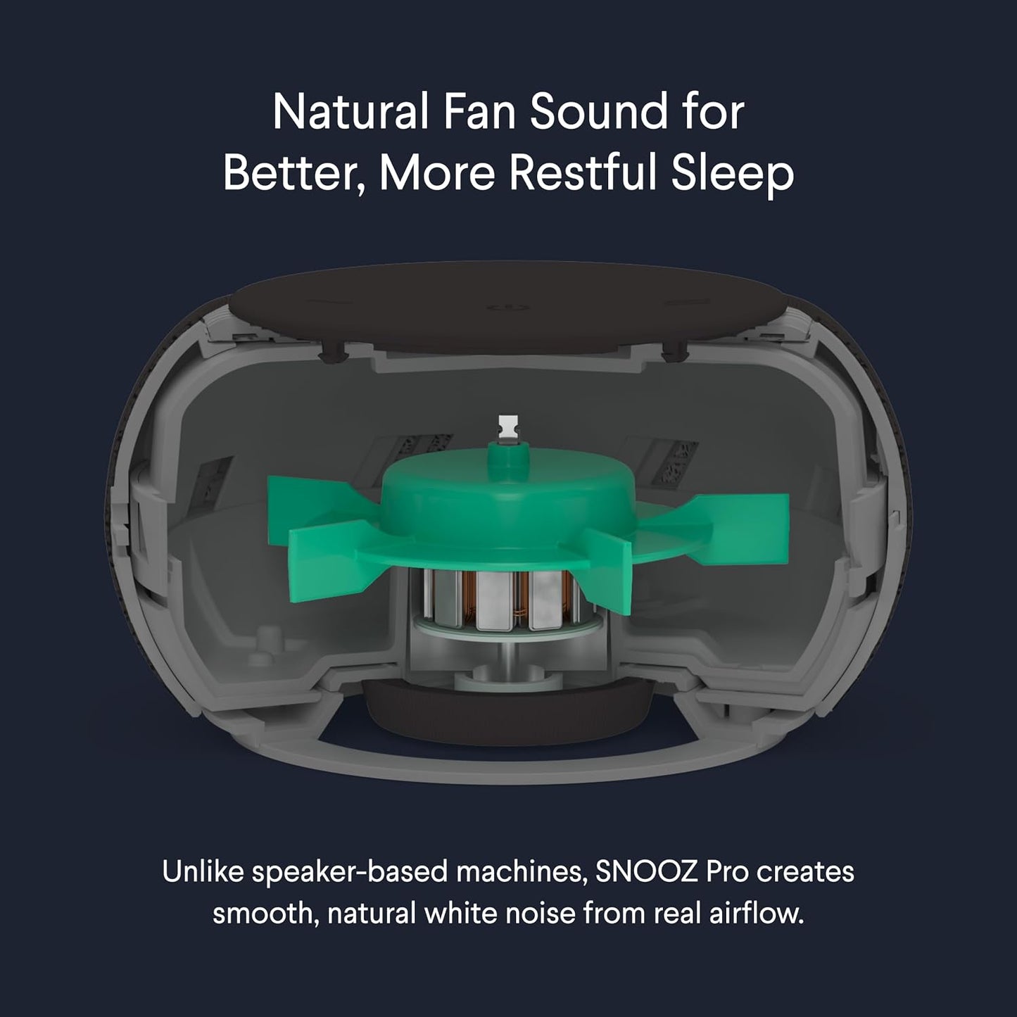 SNOOZ Pro White Noise Sound Machine - Natural Fan Noise, Non-Looping Sound, App Scheduler - Travel Case Included, Sleep Aid for Adults & Baby, 10 Volume Settings, Portable, Gift Registry - Cotton