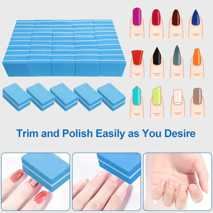 Nail Buffers (50 Pack), Mini Buffer Block Nail File for Acrylic Nails and Natural Nails, 100/180 Grit Nail Buffer Block Bulk Buffing Blocks for Nail Buff Professional Manicure File Blocks Set Pink