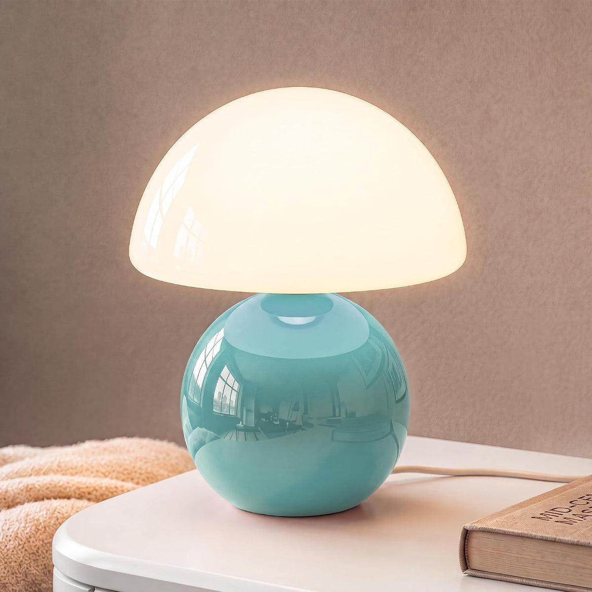 Dawnwake Mushroom Lamp Table Lamp for Bedroom-Small Desk Table Lamps,White