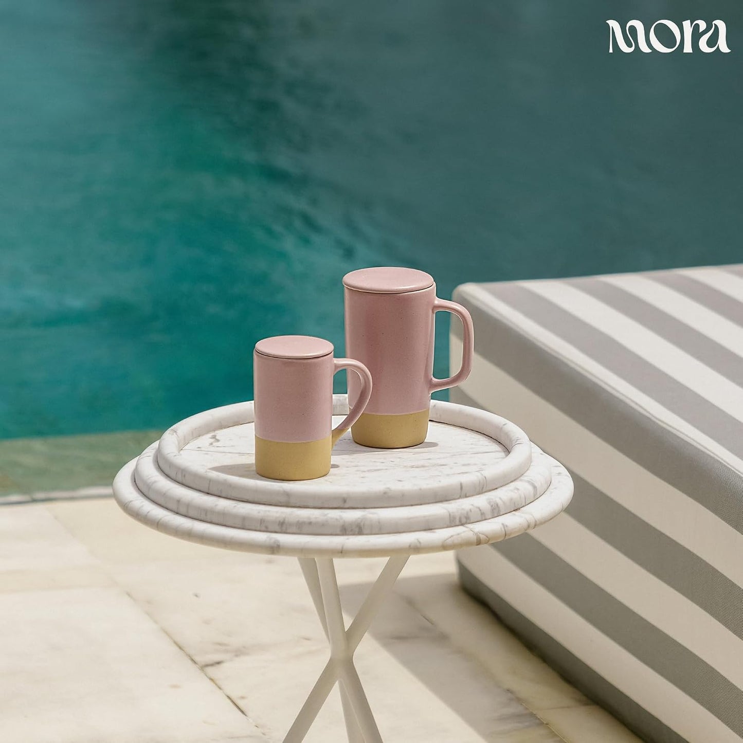 Mora Ceramics Large Tea Mug with Loose Leaf Infuser and Ceramic Lid, 18 oz, Portable, Microwave and Dishwasher Safe, Tall Coffee Cup - Rustic Matte Ceramic Glaze, Modern Herbal Tea Strainer, Olive