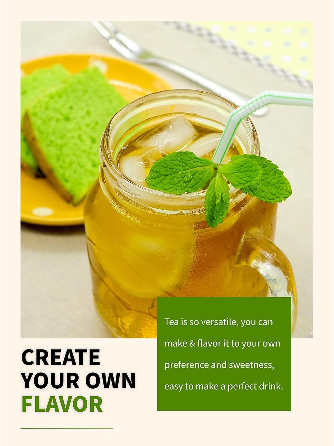 TeeLux Mint Green Tea Bags, Fresh & Smooth Taste, Refreshing Aroma, 50Count