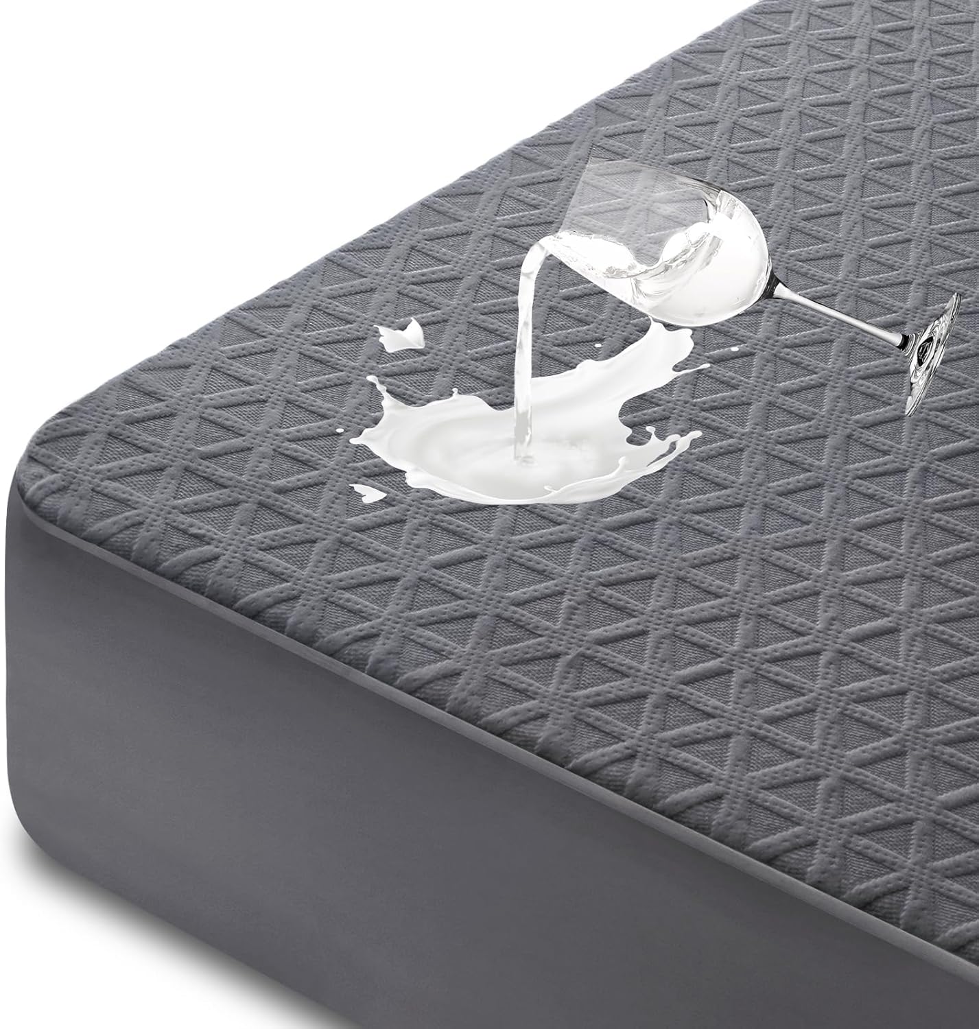 Premium Waterproof Mattress Protector Queen Size, Breathable Bed Cover 3D Air Fabric Cooling Mattress Pad Cover Smooth Soft Noiseless Washable, 8''-21'' Deep Pocket (White)