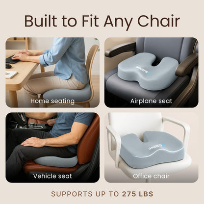 Sleepavo Office Chair Cushion - Seat Cushion for Tailbone Pain Relief - Butt Pillow for Coccyx, Sciatica, and Lower Back Pain - Orthopedic Chair Pad for Lumbar Support in Office Desk, Car, Airplane
