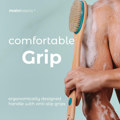 MainBasics Back Scrubber Shower Brush, Lavender, Long Handle