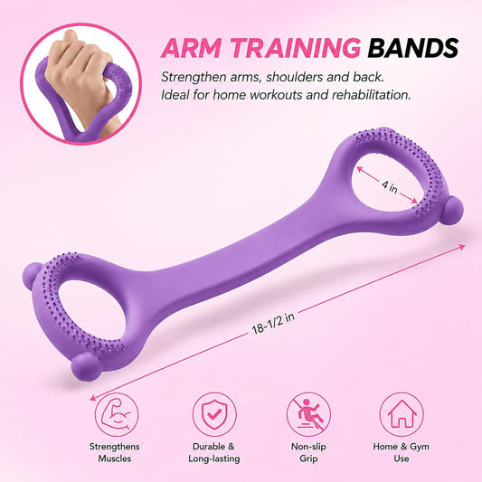 Purple Shoulder Back Stretching Band Silicone Pull Exerciser Flexible Resistance Strap for Fitness Training Home Gym Workout