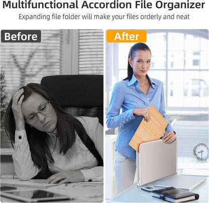 Fireproof Accordion File Organizer, Expanding File Folder with 13 Pockets