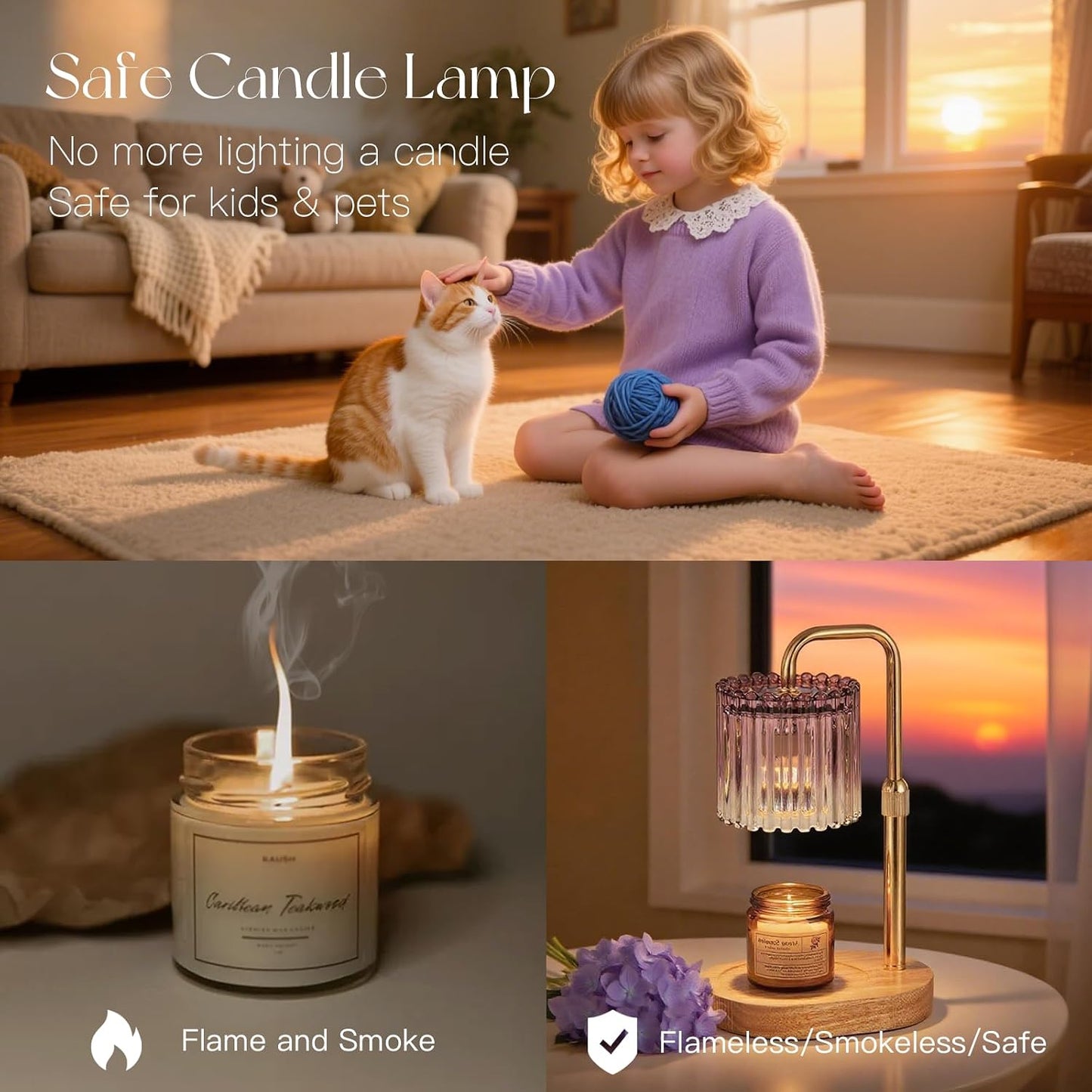 Candeldo Candle Warmer Lamp with Timer: Black Candle Warming Lamp Height Adjustable Wax Melt Warmer Dimmable Modern Farmhouse New Home Bedroom Decor Mothers Day Housewarming Gift for Women