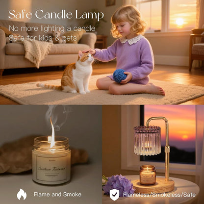 Candeldo Candle Warmer Lamp with Timer: Black Candle Warming Lamp Height Adjustable Wax Melt Warmer Dimmable Modern Farmhouse New Home Bedroom Decor Mothers Day Housewarming Gift for Women