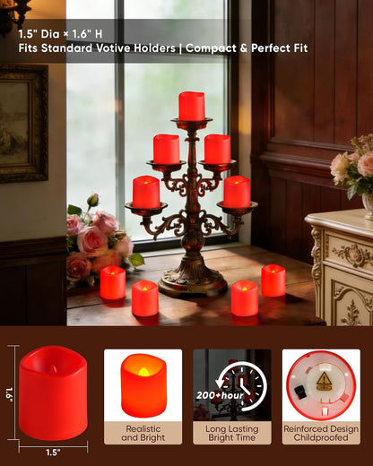Homemory 24Pack Flickering Flameless Votive Candles for Wedding Decoration, 200+Hour Warm White Battery Operated LED Tealight, Electric Fake Candles for Party, Receptions, Halloween, Christmas