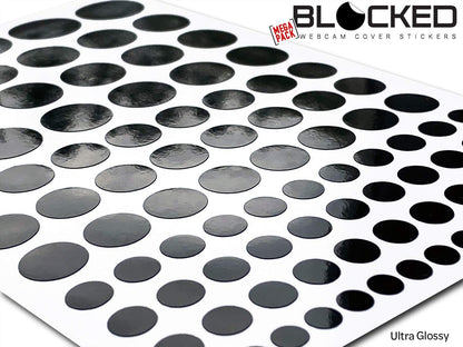 Blocked Original Vinyl Webcam Cover Stickers | Restickable & Stackable Privacy Covers | for All Camera-endable Devices | 3-Sizes | 57 Black Tabbed (Muted Matte)