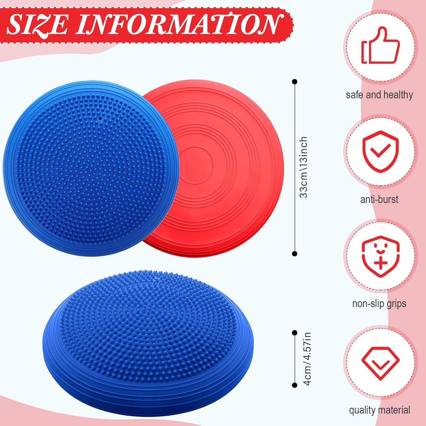 Libima 8 Pcs Wiggle Seat Inflated Wobble Cushion Sensory Seat Flexible Balance Board Balance Disc for Kids Men Women Physical Exercise Improving Posture Home Office Classroom