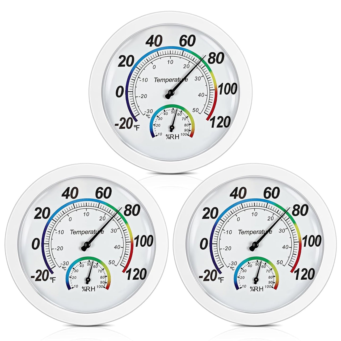 Weewooday 3 Pcs Indoor Outdoor Thermometer 2 in 1 Mini Home Temperature Humidity Hygrometer Monitor Gauge for Home Offices Wall(Silver,2.2 Inch)
