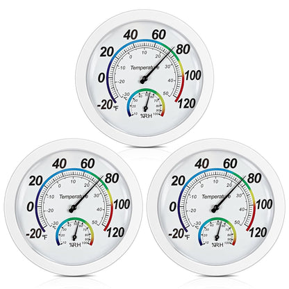 Weewooday 3 Pcs Indoor Outdoor Thermometer 2 in 1 Mini Home Temperature Humidity Hygrometer Monitor Gauge for Home Offices Wall(Silver,2.2 Inch)
